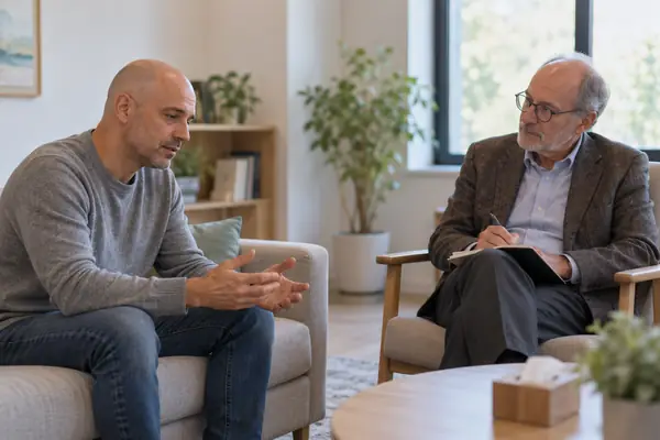 врач лечит стресс пациенту